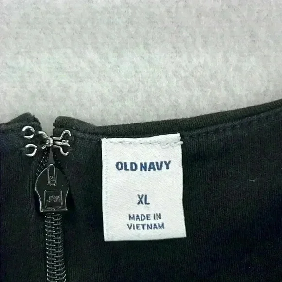 Old Navy Women’s Dress Size XL Black Cotton/Spandex Knit 3/4 Sleeves Back Zipper - Picture 2 of 10
